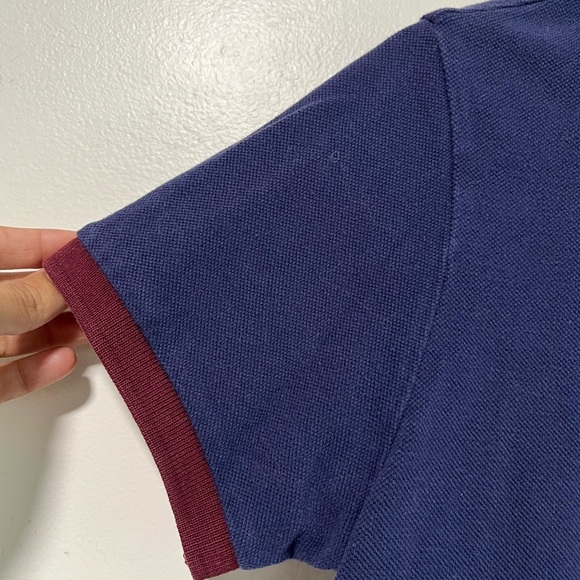 LTB Men’s Navy Blue Polo Shirt with Burgundy Trim - Size M - Picture 5 of 11